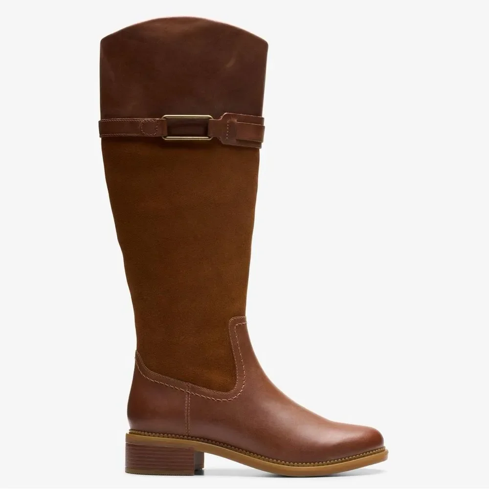 Clark’s Maye Carly Tall-Shaft Boot Leather Boots In Tan 6M NWT
